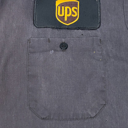 Vintage 90s Distressed UPS United Parcel Service Button Front Shirt Gray 2XL XXL
