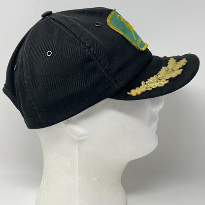 Vintage John Deere Hat Baseball Cap Black USA Made Gold Leaf Tractor Distressed