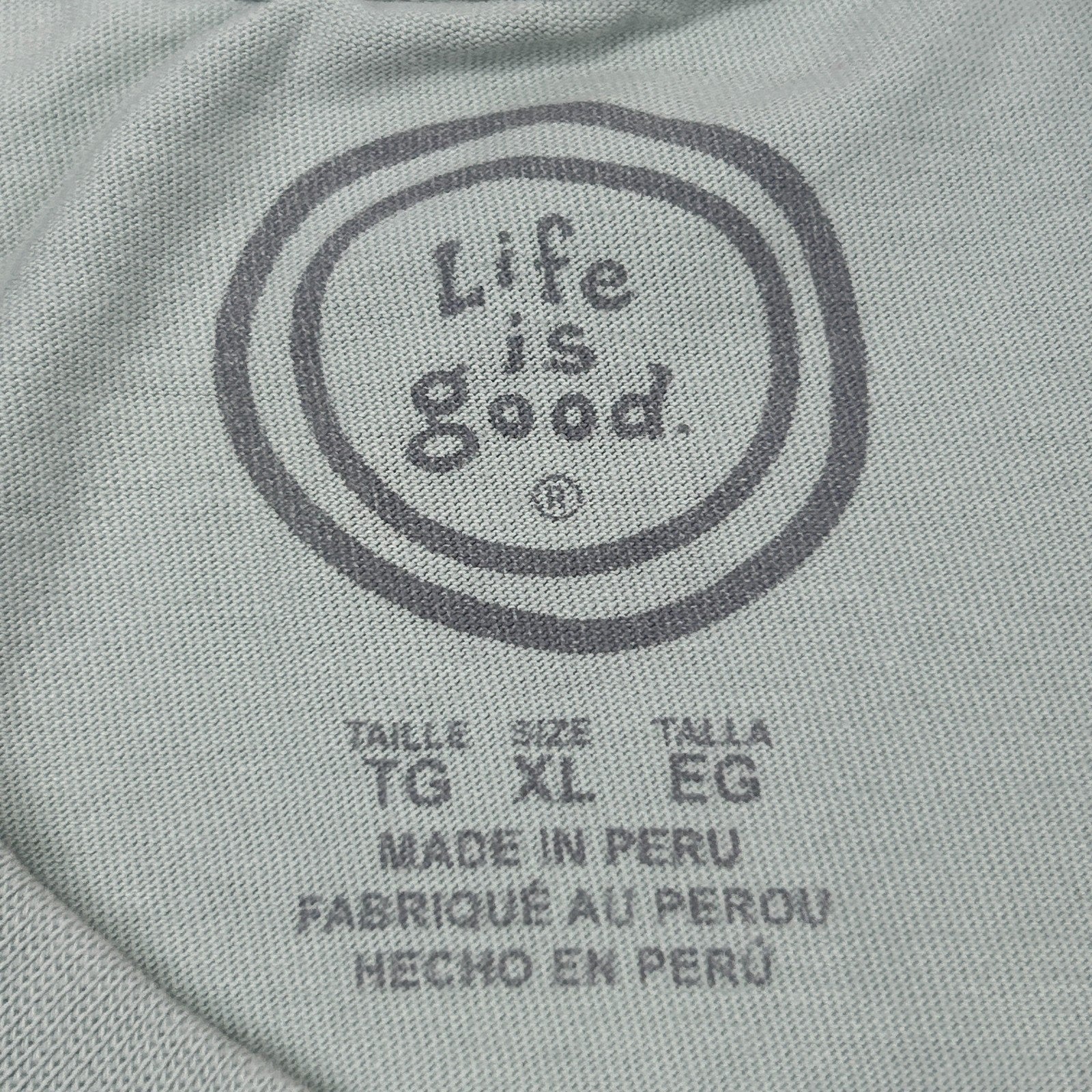 Life Is Good Dog Dad T Shirt Stick Figure Man Long Sleeve Green Mens XL X-Large - Neon Vintage
