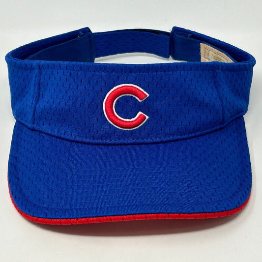 Chicago Cubs Visor Hat Cap Blue Strapback Baseball MLB Jersey Mesh - Neon Vintage