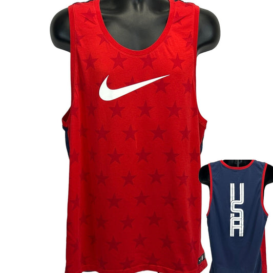 Nike Team USA Sleeveless T Shirt Large Tank Top USMNT Soccer Dri Fit Mens Red