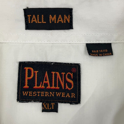 Plains Western Wear Pearl Snap Button Front Shirt XLT X-Large Tall Man White