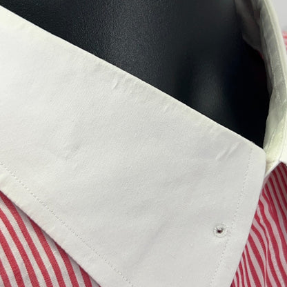 Hemrajani Brothers Dress Shirt 2XL XXL French Cuff Eyelet Collar Red Stripe