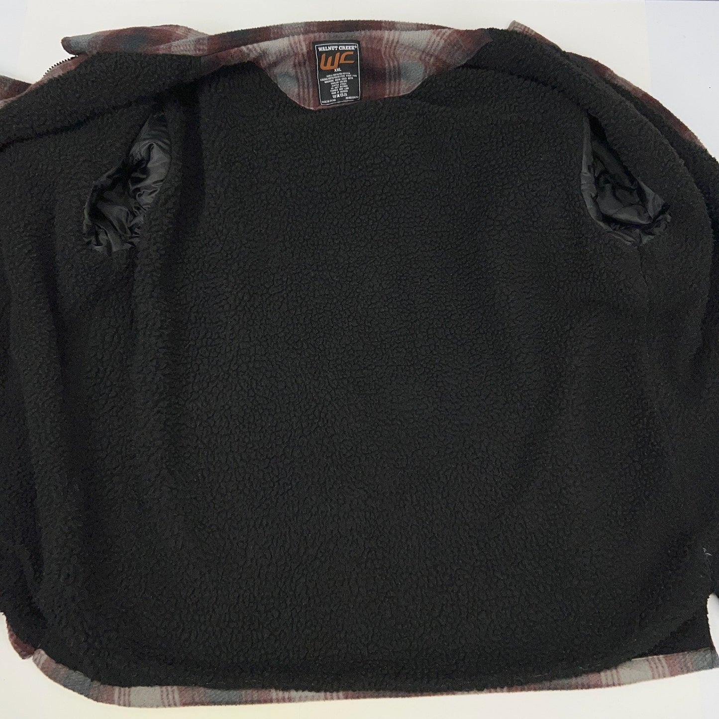 Walnut Creek Plaid Flannel Shirt Jacket Mens 2XL XXL Red Fleece Sherpa Lined