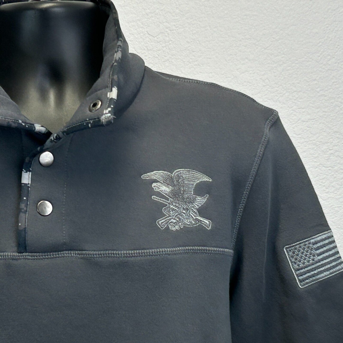 Chaqueta tipo suéter tipo pulóver Henley NRA de camuflaje para hombre, de talla grande, para caza y cazador, color gris