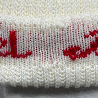 Vintage Carling Black Label Beer Cuffed Pom Pom Beanie Toque Winter Hat White