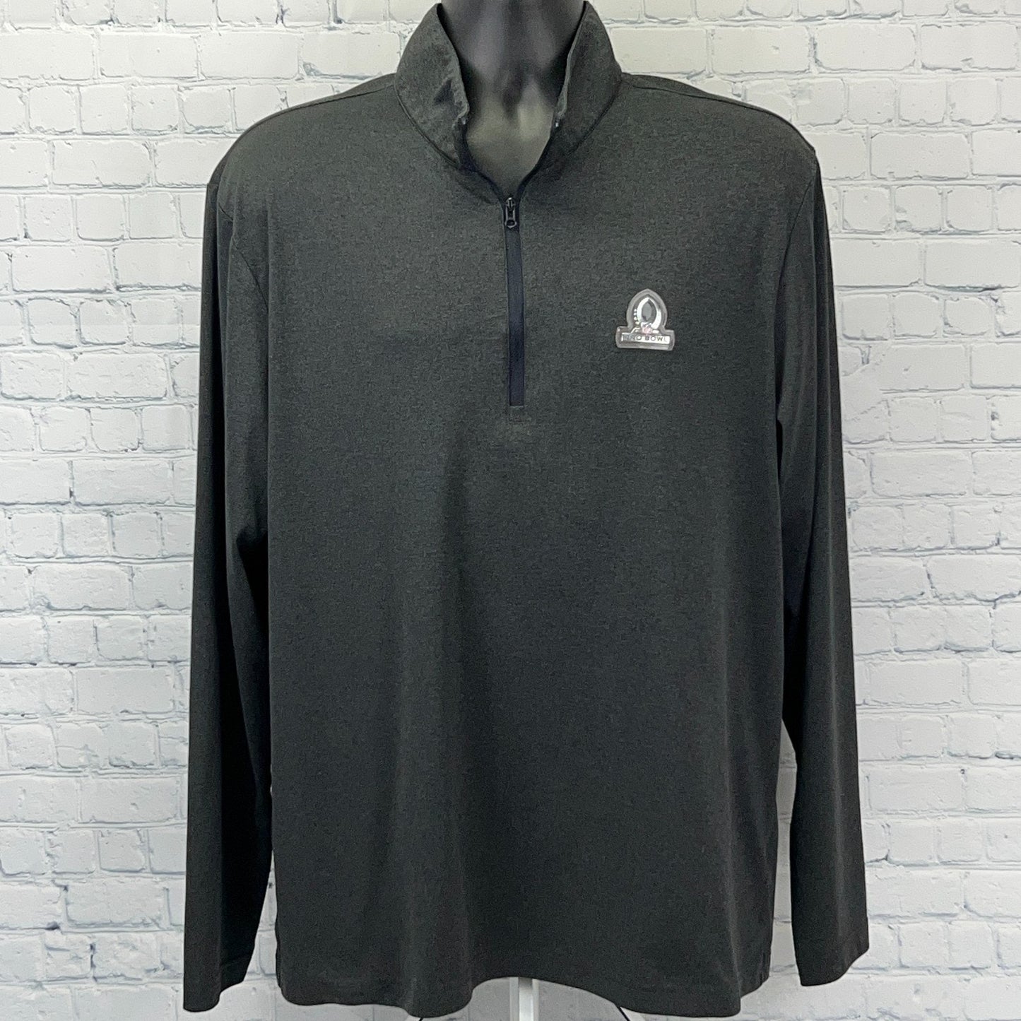 NFL Pro Bowl Logo 1/4 Quarter Zip Mock Neck Shirt Long Sleeve Gray XL X-Large