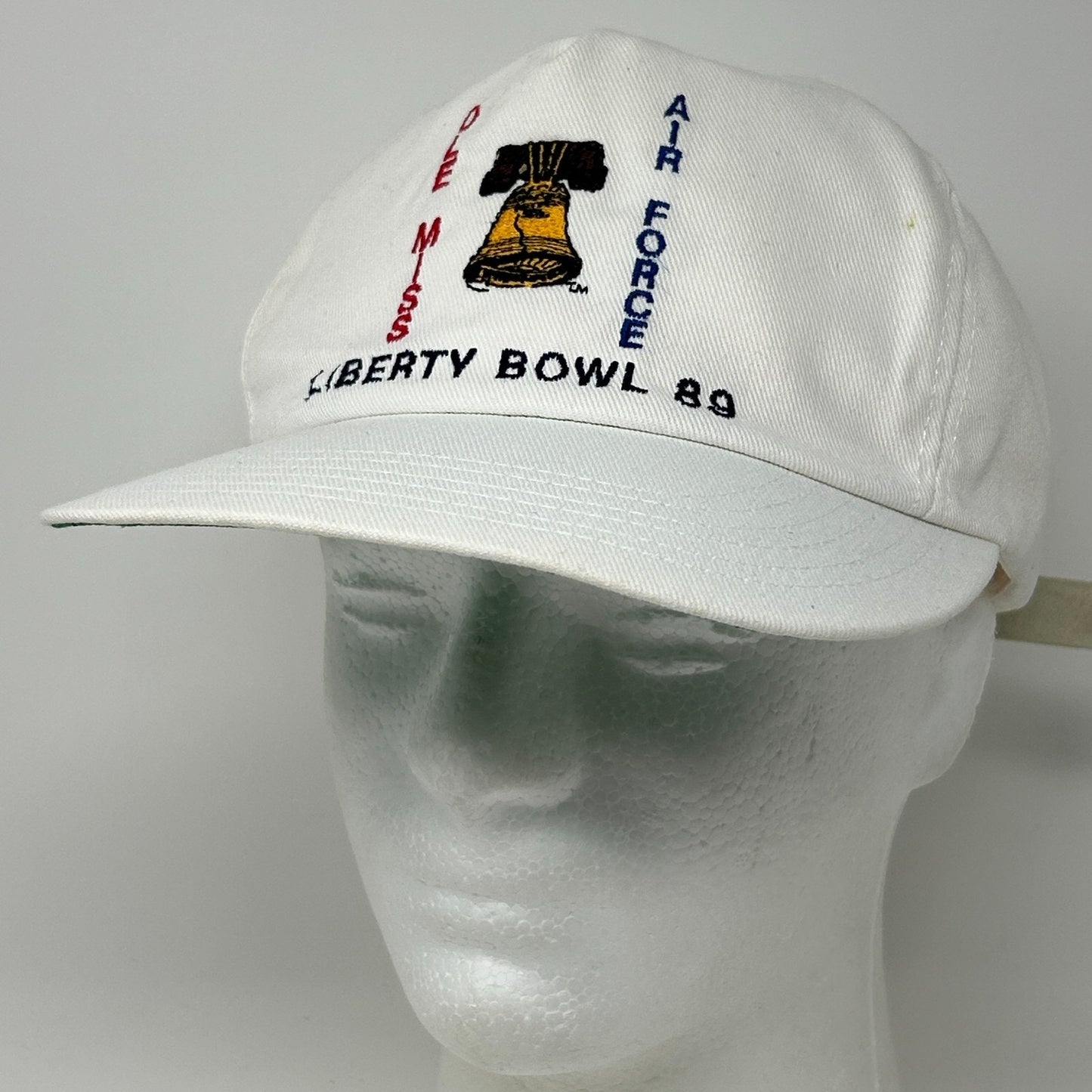 Vintage 1989 Liberty Bowl Ole Miss Rebels Hat Baseball Cap NCAA Strapback White
