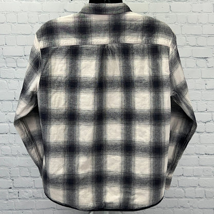Lucky Brand Reversible Flannel Shirt Mens 2XL XXL Red Black Buffalo Plaid Snap