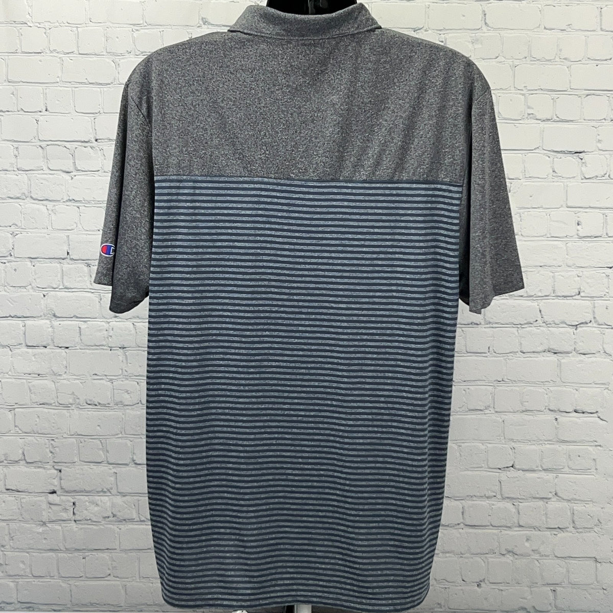 UNLV Rebels Champion Mens XL X-Large Gray Blue Striped Polo Golf Shirt NCAA Team