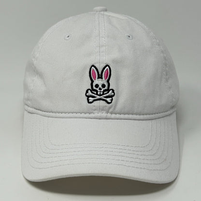 Psycho Bunny Dad Hat Baseball Cap Unstructured 6 Panel Strapback White