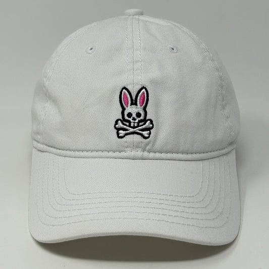 Psycho Bunny Dad Hat Baseball Cap Unstructured 6 Panel Strapback White