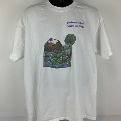 Bluebonnet Festival Vintage 90s T Shirt X-Large Chappell Hill Texas Mens White