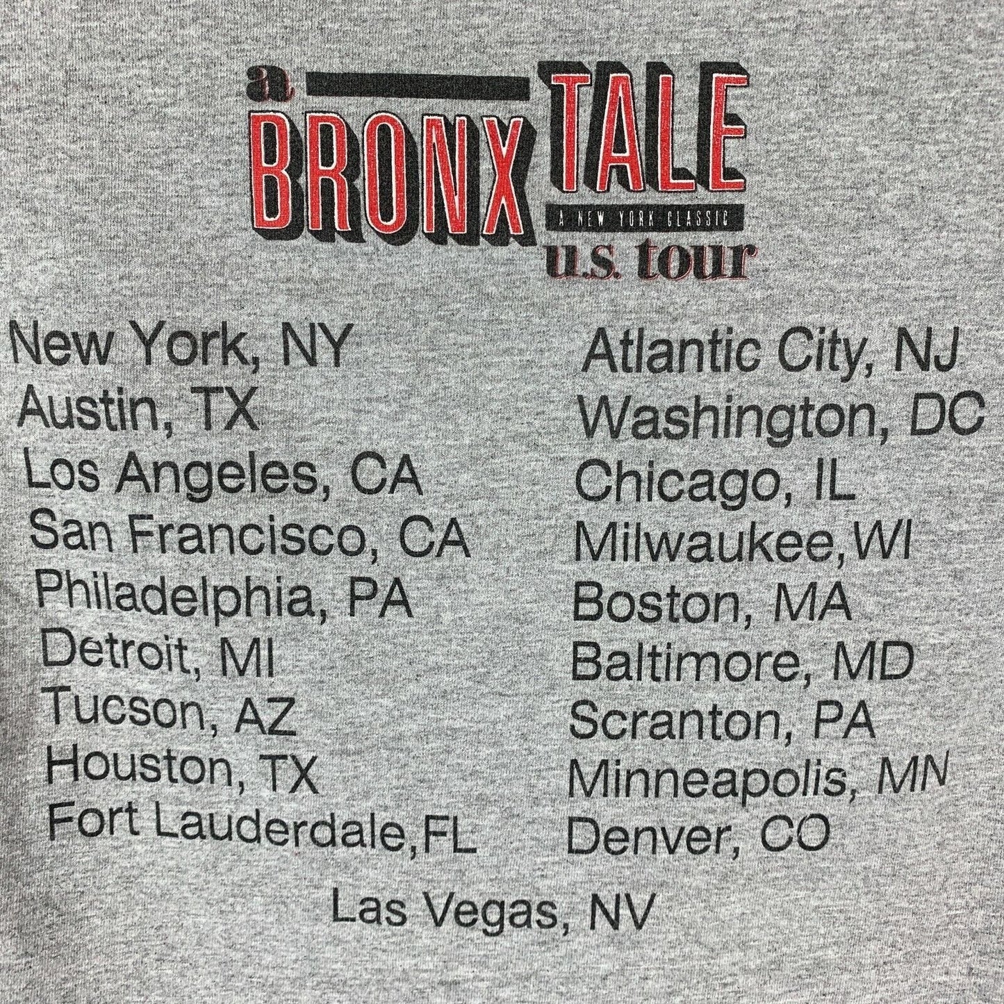 Camiseta raglán con gráfico musical de Nueva York para hombre, estilo gira A Bronx Tale, color gris