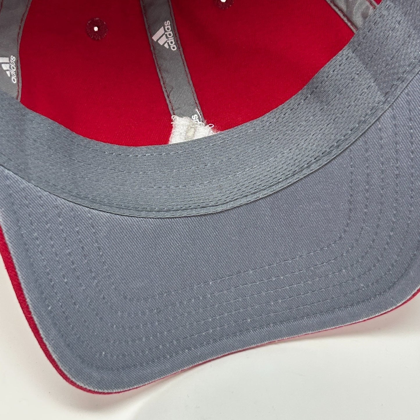 Adidas Climalite Dad Hat Baseball Cap Red Logo Strapback 6 Panel Unstructured