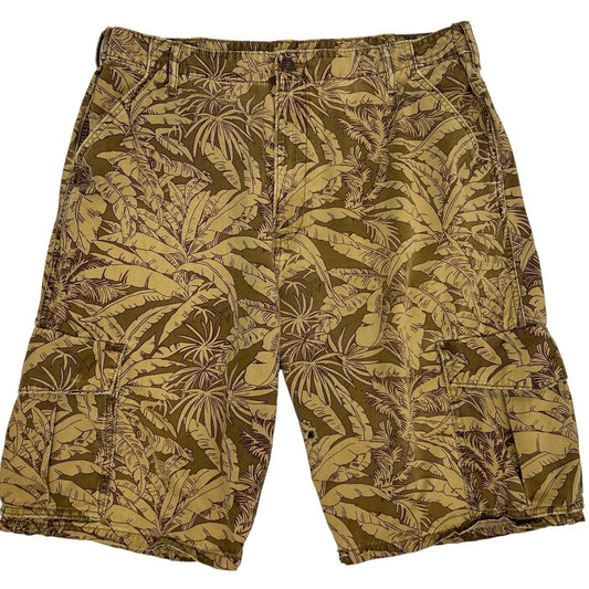 Levis Hawaiian Floral Cargo Shorts Tropical Leaf Levi Strauss Cotton Beige 42