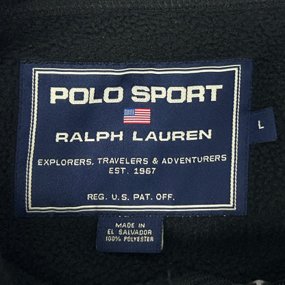 Ralph Lauren Polo Sport Fleece Jacket Polartec Full Zip Pockets Black L Large - Neon Vintage