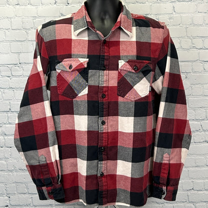 Vans Flannel Button Front Shirt Red Check Plaid Skater Skateboarding L Large - Neon Vintage