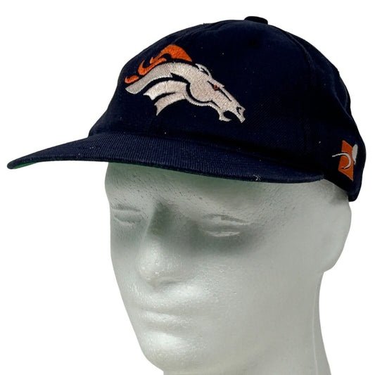 Gorra de béisbol azul con cierre a presión de los Denver Broncos de los años 90 con diseño vintage de Sports Specialties