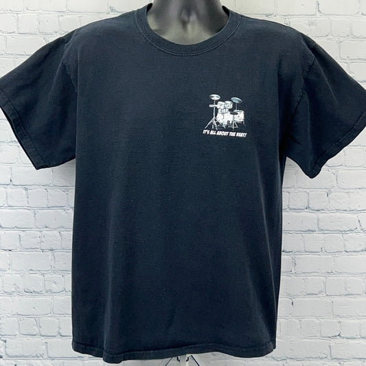 Weapons of Mass Percussion T Shirt Drums Drum Kits Rock Music Black Tee L Large