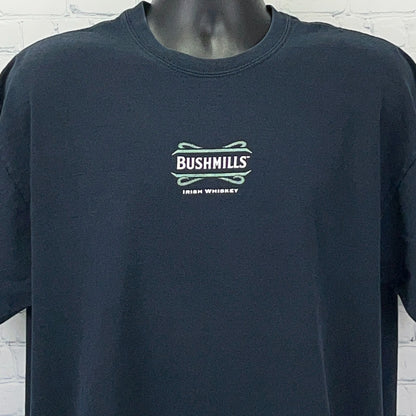 Bushmills Irish Whiskey T Shirt XL X-Large Black Funny Crew Drinking Bar Tee