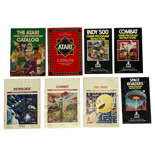 Lot of 8 Atari 2600 Video Game Cartridge Catalogs and Instructions Manuals