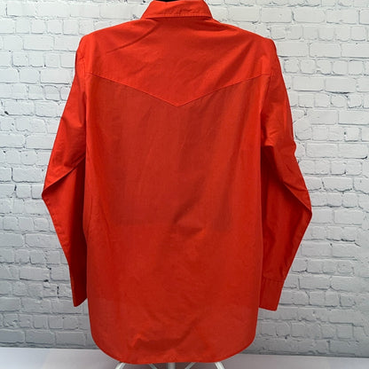 Vintage 70s Malco Modes Pearl Snap Button Front Shirt Western Red XL X-Large