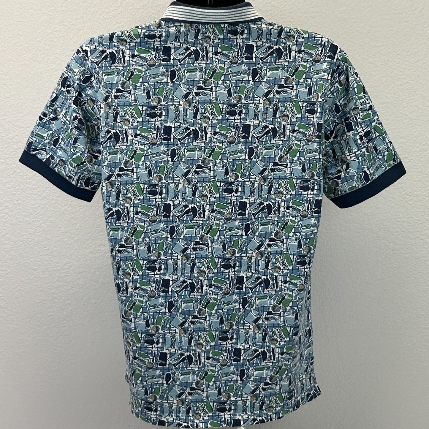 Vintage 90s Chip Beck Golf Polo Shirt Golfer Golfing AOP SS Blue S Small