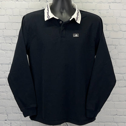 Lurking Class Rugby Polo Shirt L Large Black Barbed Wire Thorns Sketchy Tank