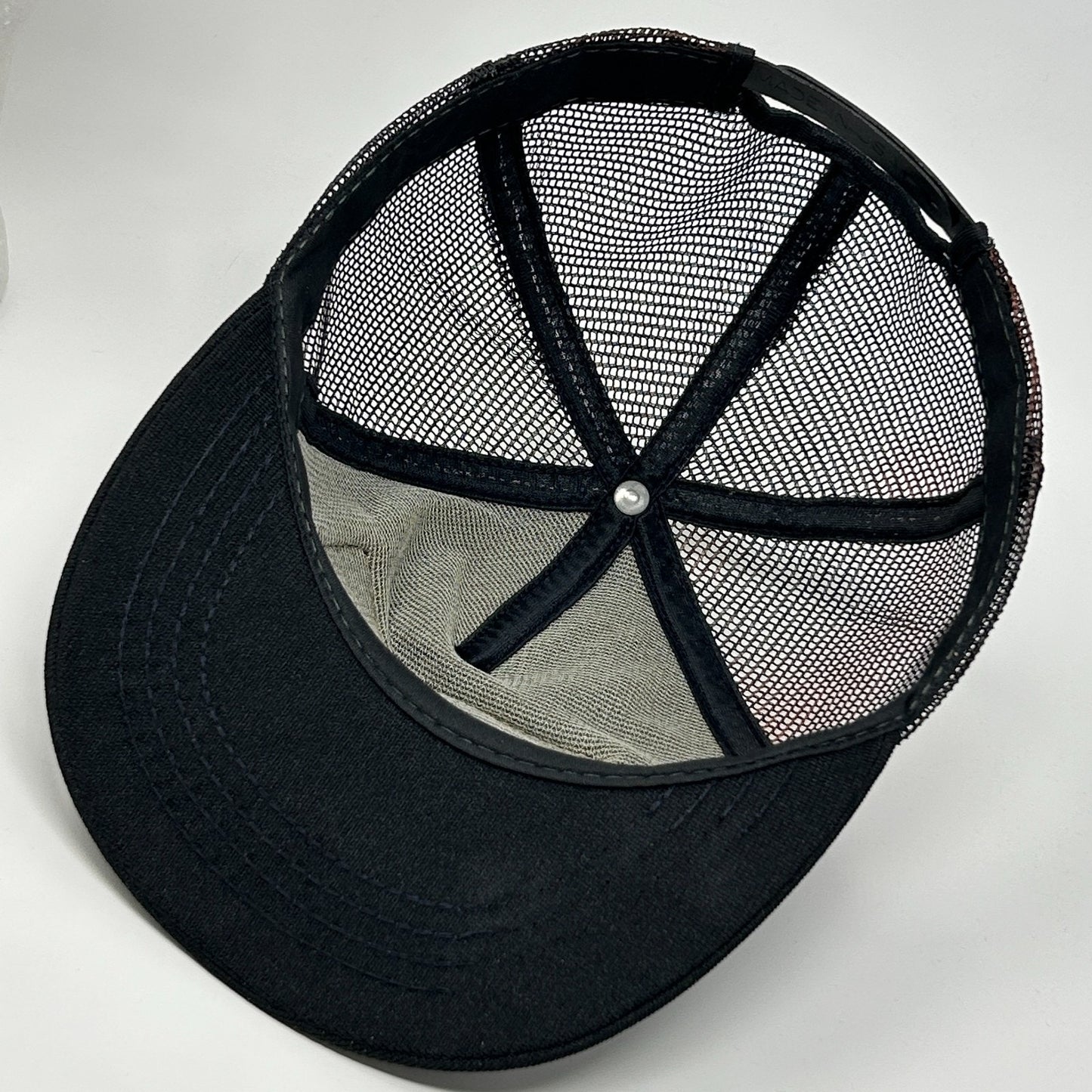 Vintage 80s KVAL Patch Trucker Hat Baseball Cap Made In USA Mesh Snapback Black