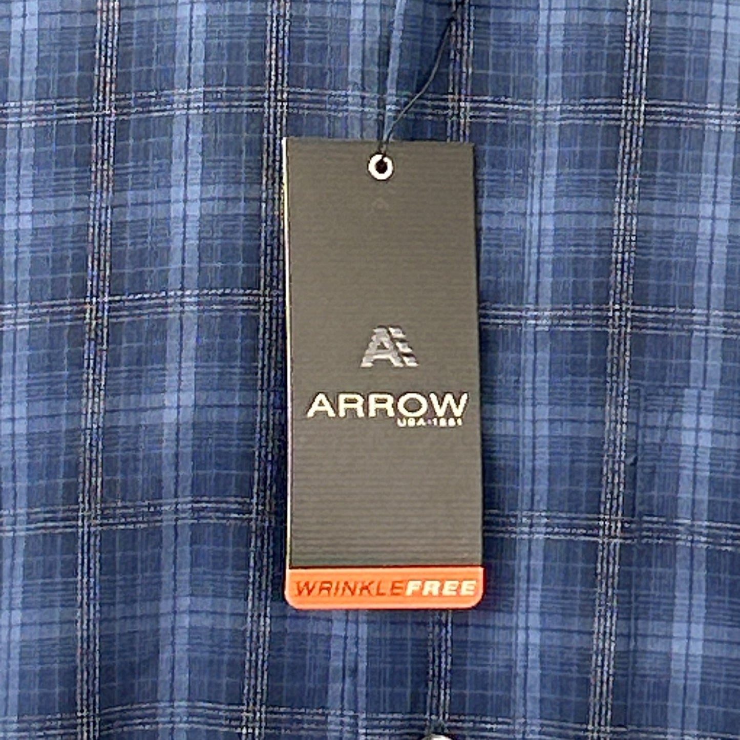 Arrow Wrinkle Free Button Front Shirt Blue Plaid Pocket Short Sleeve S Small - Neon Vintage