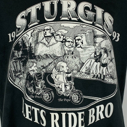 Sturgis President Clinton Pope Vintage T Shirt Medium 90s Motorcycle Mens Black