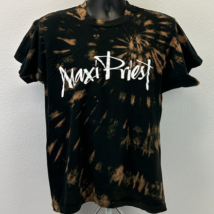 Vintage 90s Maxi Priest Bonafide T Shirt Reggae Tie Dye Black Tee Mens L Large