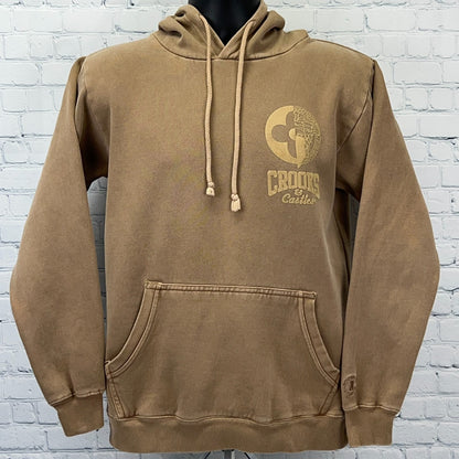 Crooks and Castles Hoodie Hooded Sweatshirt Streetwear Beige Unisex XS X-Small