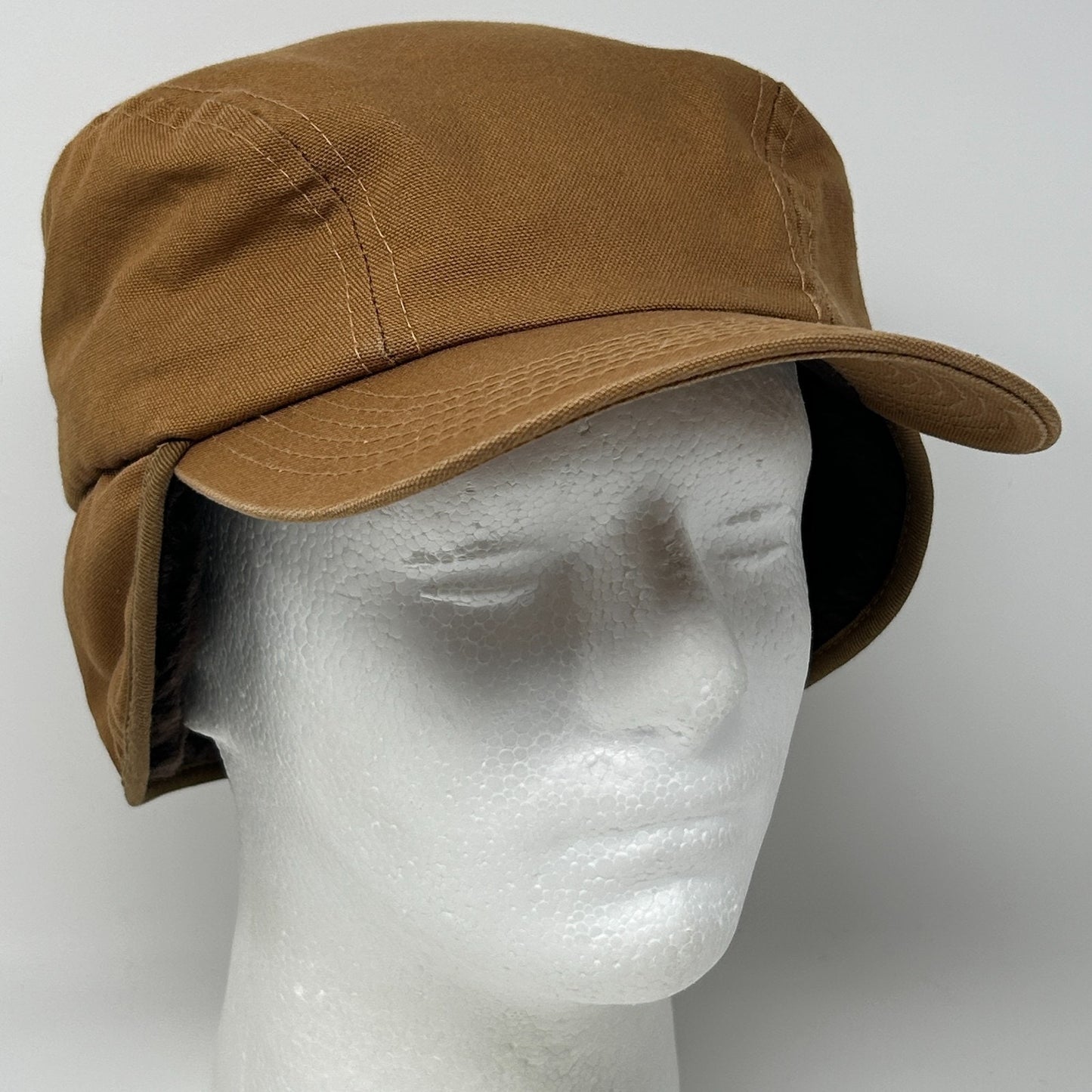 Broner Canvas Trapper Hat Baseball Cap Hunter Hunting Ear Flap Brown L Large - Neon Vintage