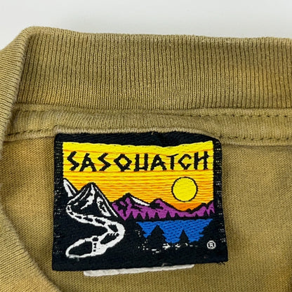 Vintage 90s Sasquatch Brand T Shirt Tie Dye USA Pocket Tee Beige Unisex L Large