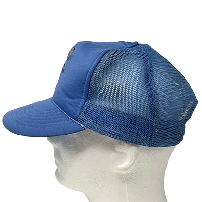 White Liez Vintage 90s Trucker Hat Blue Mesh Five Panel Snapback Baseball Cap