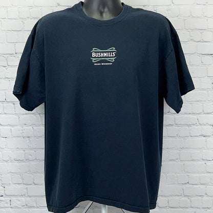 Bushmills Irish Whiskey T Shirt XL X-Large Black Funny Crew Drinking Bar Tee