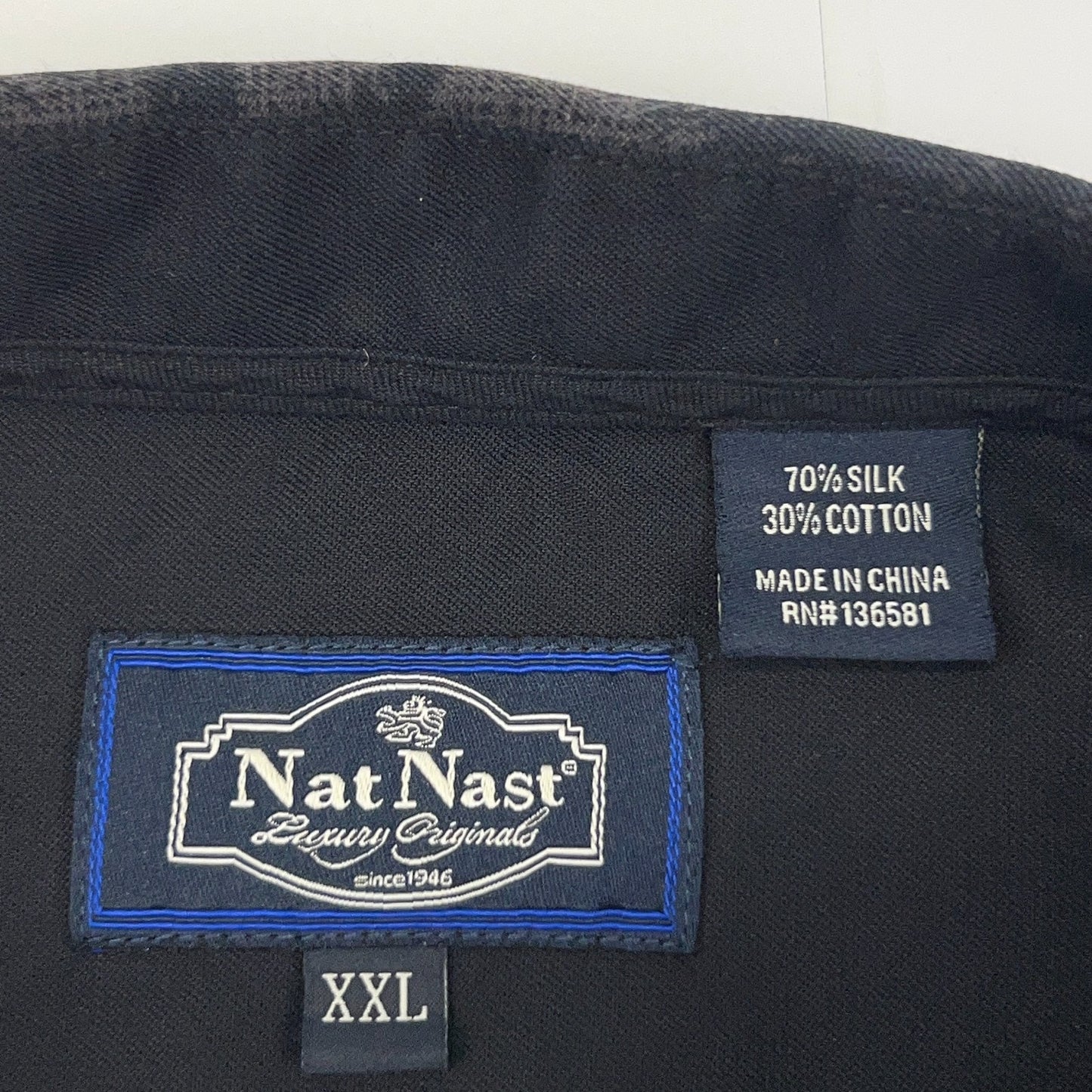 Nat Nast Camp Shirt Button Front Palm Trees Pocket Silk Blend Brown XXL 2XL