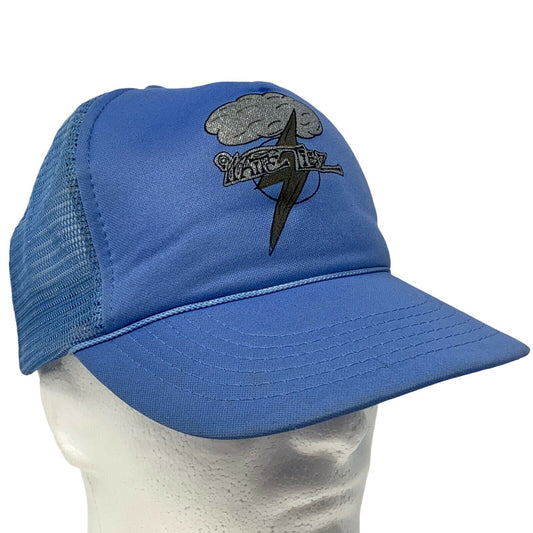 White Liez Vintage 90s Trucker Hat Blue Mesh Five Panel Snapback Baseball Cap