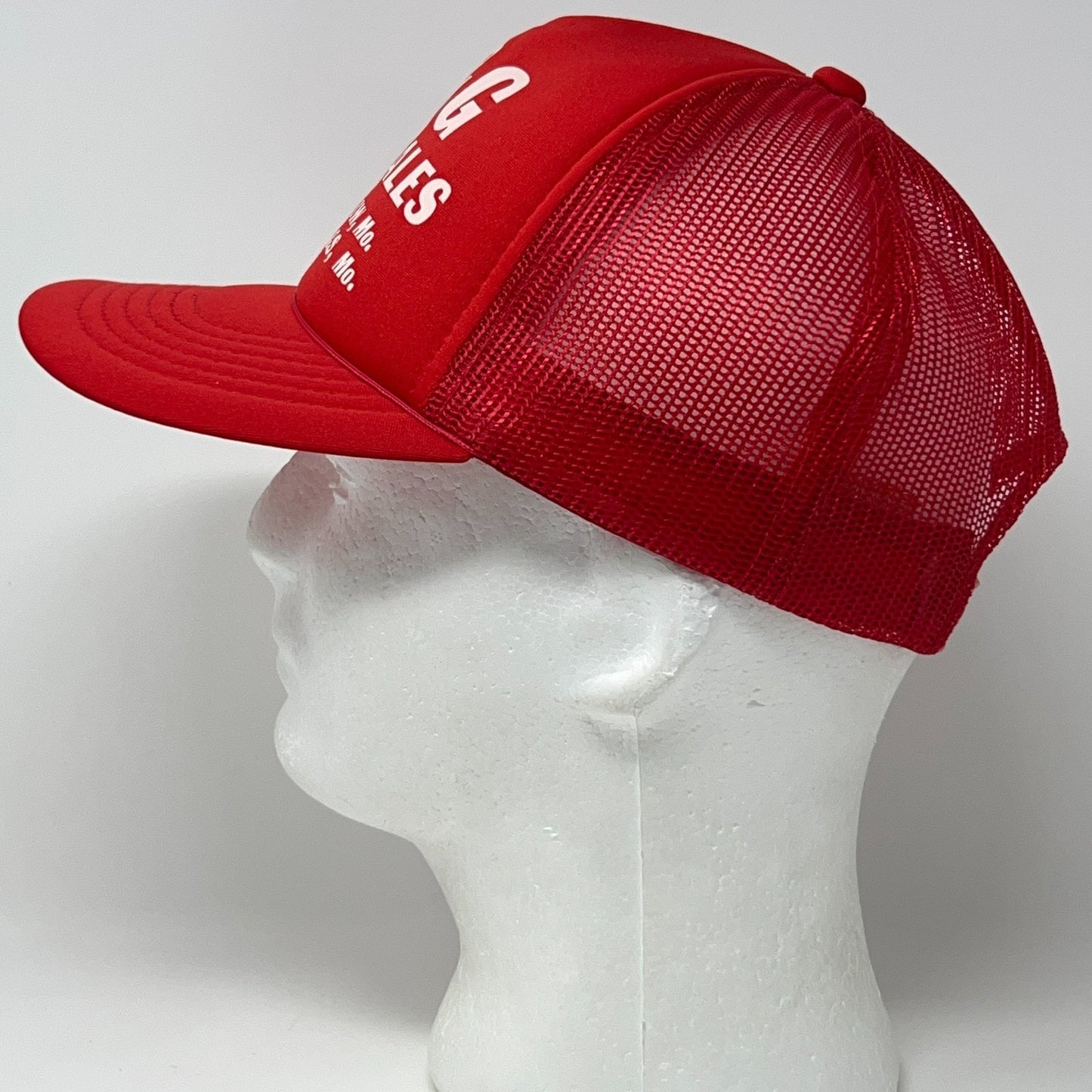 Vintage 80s J&G Auto Sales Trucker Hat Baseball Cap Missouri Cars Snapback Red