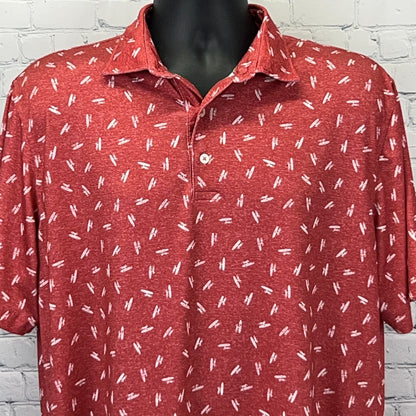 Johnnie-O Exeter Revere Golf Club Las Vegas Polo L Large Red Surfboard Print - Neon Vintage