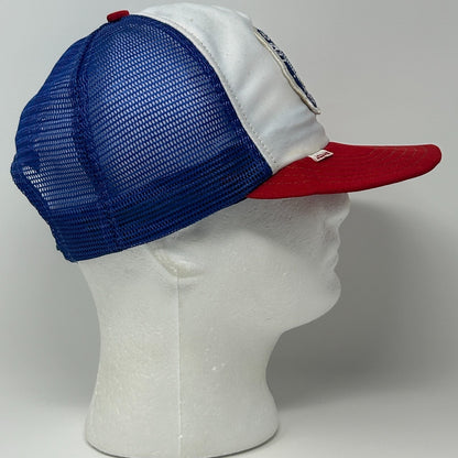Vintage 80s Levi Strauss 1984 Olympics Trucker Hat Cap Blue Levis Mesh Snapback