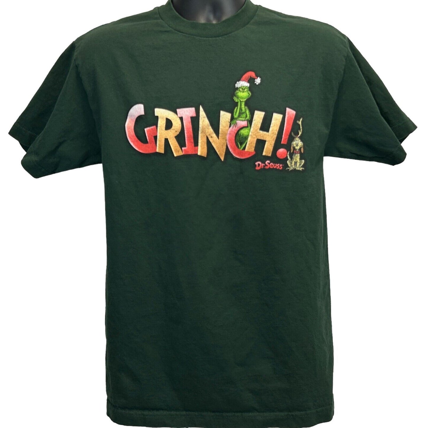 Camiseta vintage Y2K de Dr. Seuss "Cómo el Grinch robó la Navidad" para hombre, talla mediana, color verde