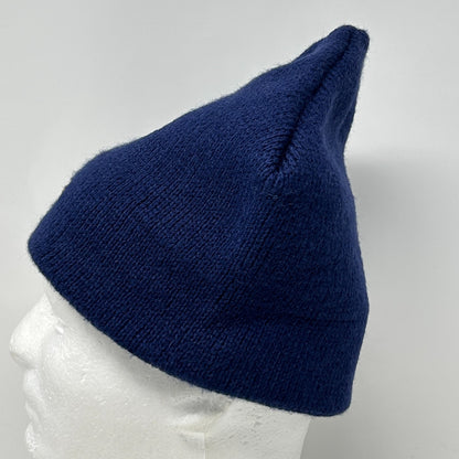 Vintage Smiley Brand Wool Beanie Winter Hat Toque Ski Snowboarder USA Made Blue