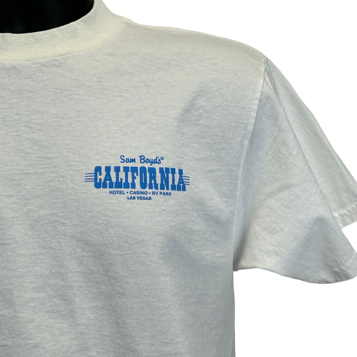 Camiseta vintage California Casino Las Vegas, mediana, años 90, para hombre, con diseño de perros apostadores, color blanco