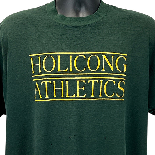 Vintage 90s Distressed Holicong Athletics T Shirt Mens XL Green Pennsylvania USA