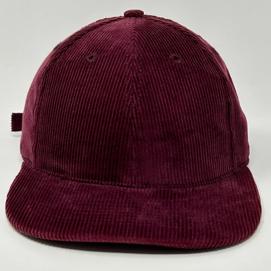 Vintage 90s Blank Corduroy Hat Baseball Cap Otto Strapback Solid Maroon Red
