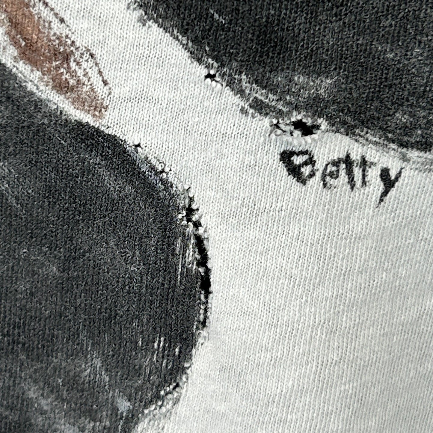 Vintage 80s Distressed Giant Panda Bear T Shirt Hand Painted White Tee S Small