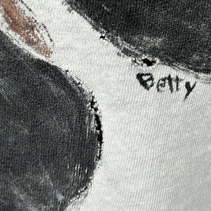 Vintage 80s Distressed Giant Panda Bear T Shirt Hand Painted White Tee S Small